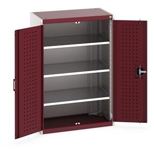 40012079.** Heavy Duty Bott cubio cupboard with perfo panel lined hinged doors. 800mm wide x 525mm deep x 1200mm high with 3 x100kg capacity shelves....